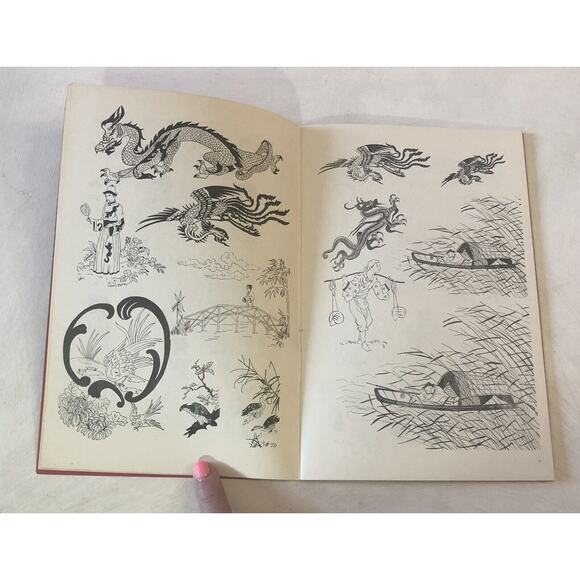 Vintage 1959 Chinese Designs Art Book Jane Snead Junk Journal Asian Men Dragons - Picture 6 of 12